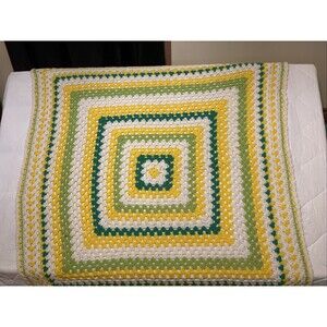 Homemade Crocheted Square Afghan Throw/Blanket Vintage Cottagecore 48x48
